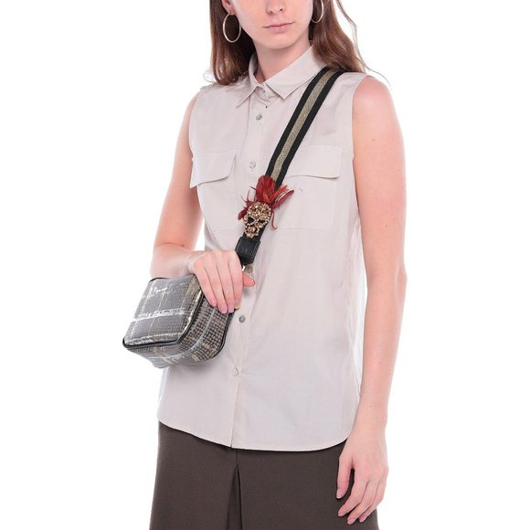 GUM DESIGN Grey Cross-body bag removable shoulder strap golden skull jew… - Picture 4 of 9